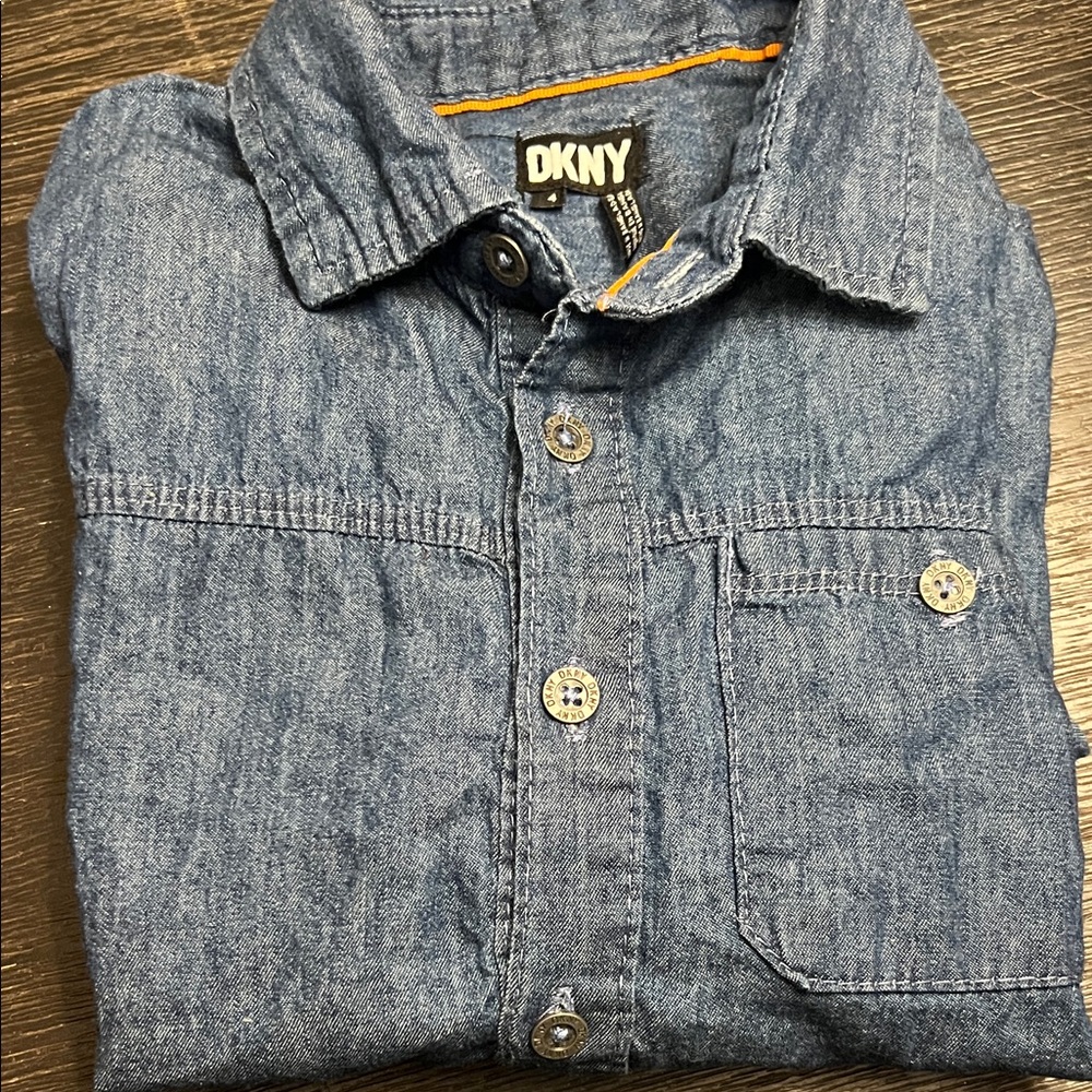 DKNY Kids Size 4 Indigo Button-Up Shirt